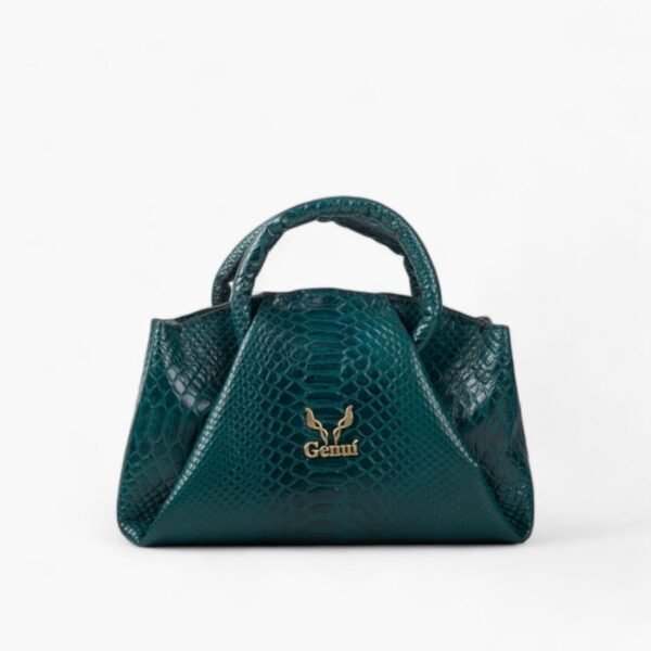Bold Cypress Green Leather Handbag Elegant Pleated Stylish Modern Design Purse For Women
