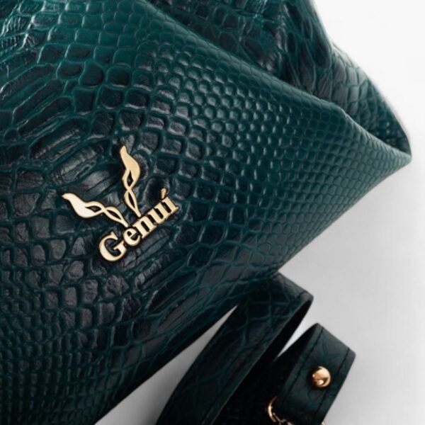 Bold Cypress Green Leather Handbag Elegant Pleated Stylish Modern Design Purse For Women